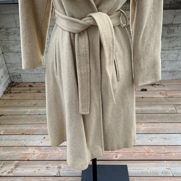 Vintage 70s Wool Faux Fur Collar Handmade Belted Penny Lane Swing Coat Overcoat - Picture 3 of 16